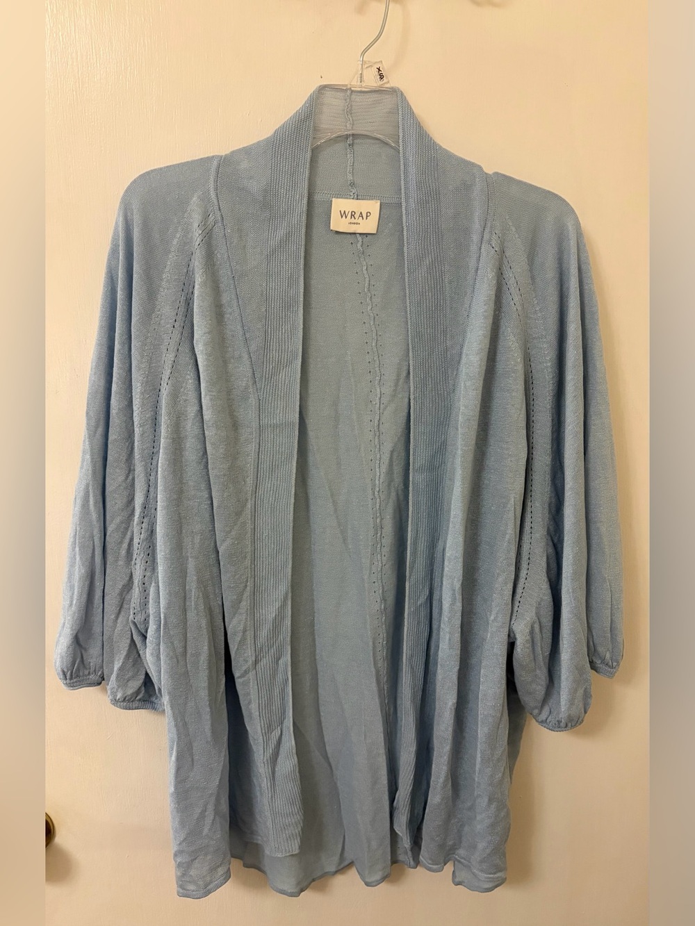 Wrap Light Blue Open-Front Women's Cardigan Sweater